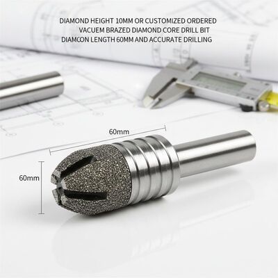Un bon prix. Hauteur du diamant 10 mm ou foret à noyau de diamant brasé sous vide commandé sur mesure Longueur du diamant 60 mm conçu pour un perçage précis en ligne